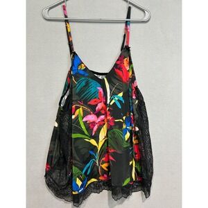 Cacique Tropical Floral Lace Trim Cami Tank Top Plus Size 26/28